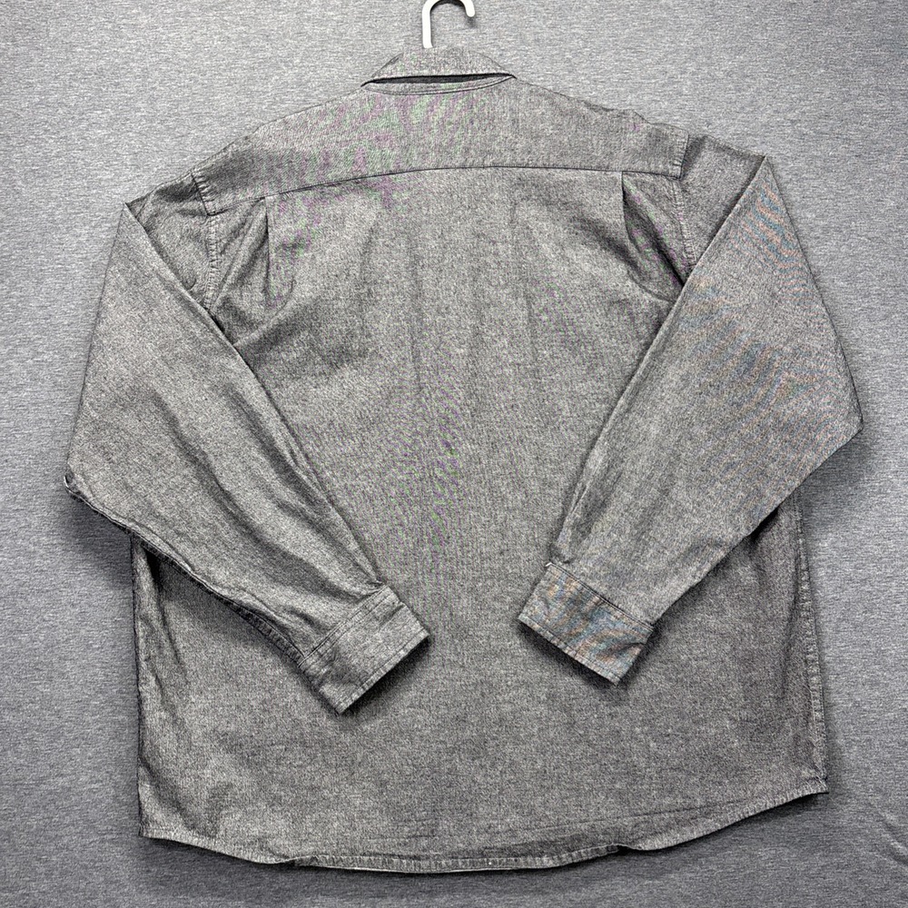Wrangler Shirt Mens XL Flex Fit Chambray Charcoal Long Sleeve Workwear Outdoors - Picture 8 of 9